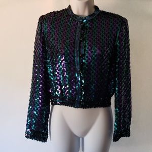 Sequin Purple & Teal Jacket w/Button Closures